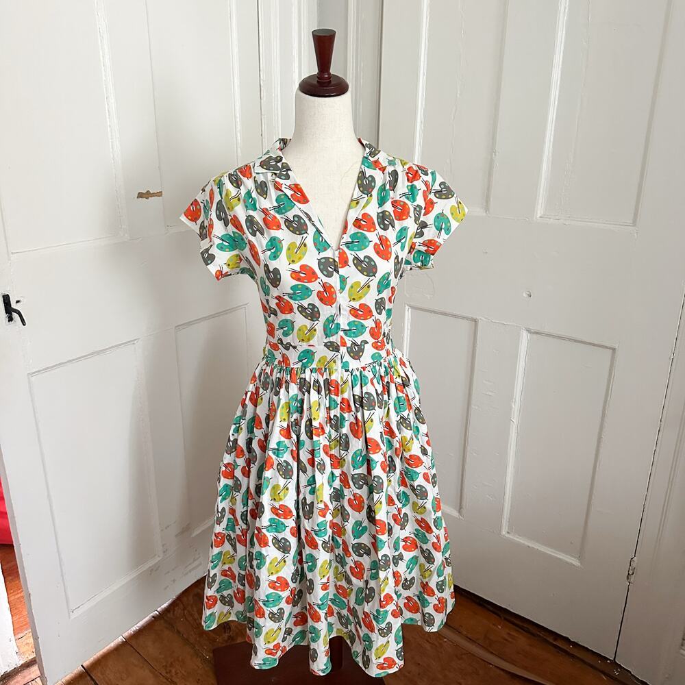 Bernie Dexter Floral Midi Dress - White, Red, Green, Orange